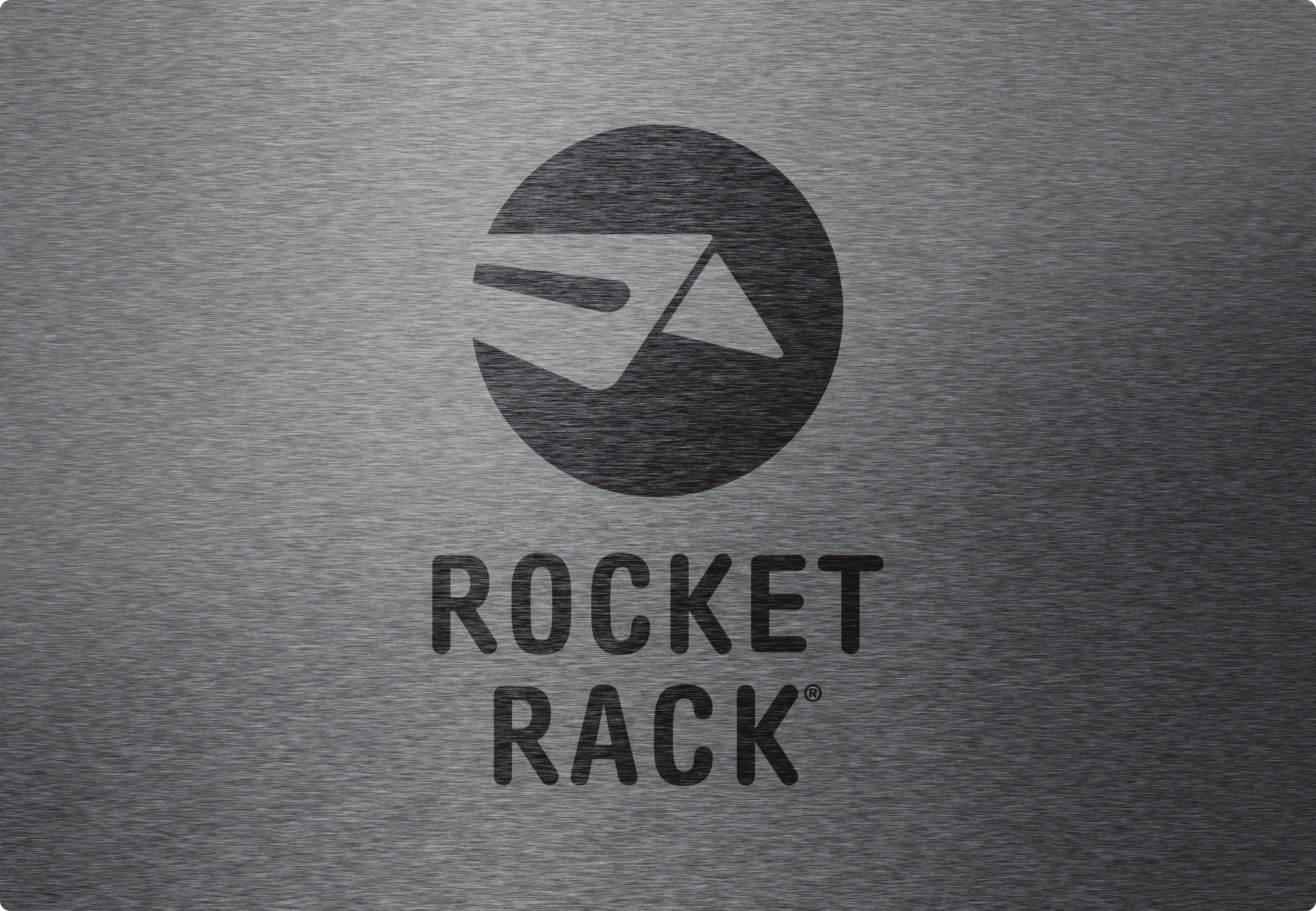 Rocket Rack® Logo on Metallic Background