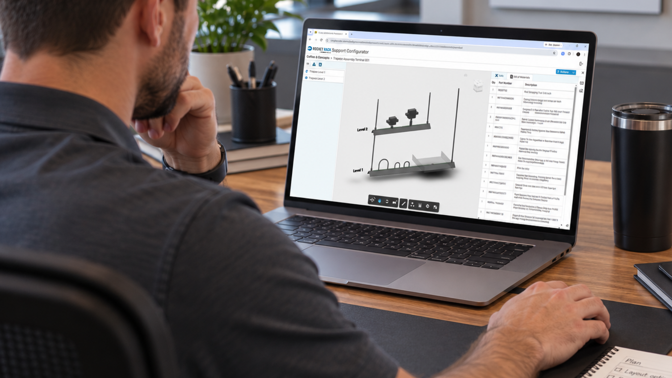Man Using the Rocket Rack Configurator