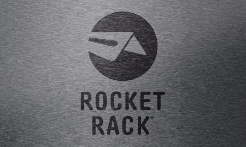 Rocket Rack® Logo on Metallic Background